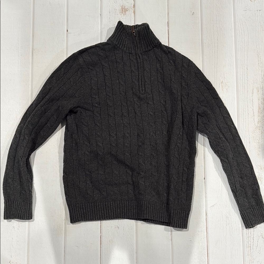 Banana Republic Black Zip Up Cable Knit Sweater
